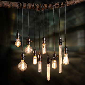 Vintage Industrial Loft Exposed Bulb Mini Pendant 1-Light in Black